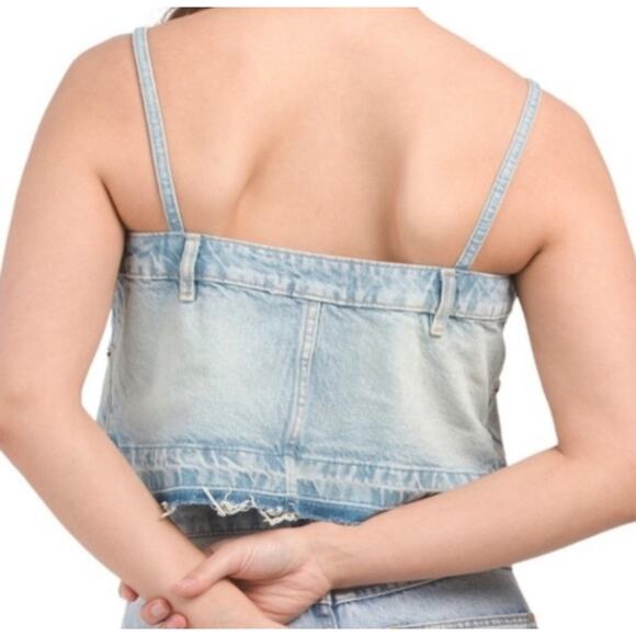Zara Denim Skirt Effect Sleeveless Crop Top NEW Women's XL - Picture 2 of 12